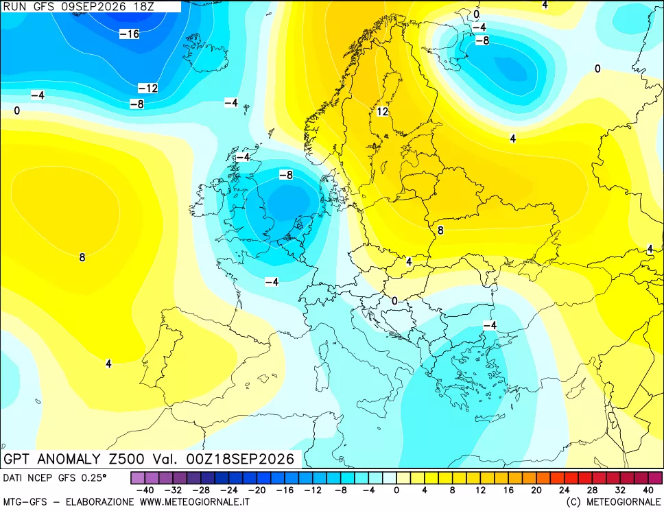 mappa 500 hPa GPT Anomaly vs Cli.No 1981-2010