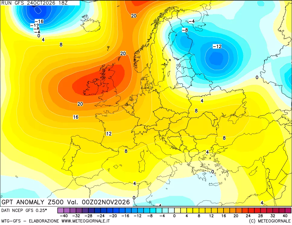 mappa 500 hPa GPT Anomaly vs Cli.No 1981-2010