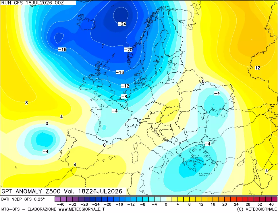 mappa 500 hPa GPT Anomaly vs Cli.No 1981-2010
