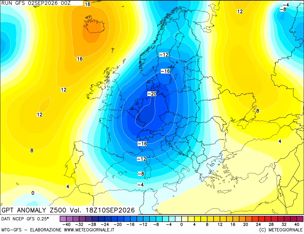 mappa 500 hPa GPT Anomaly vs Cli.No 1981-2010