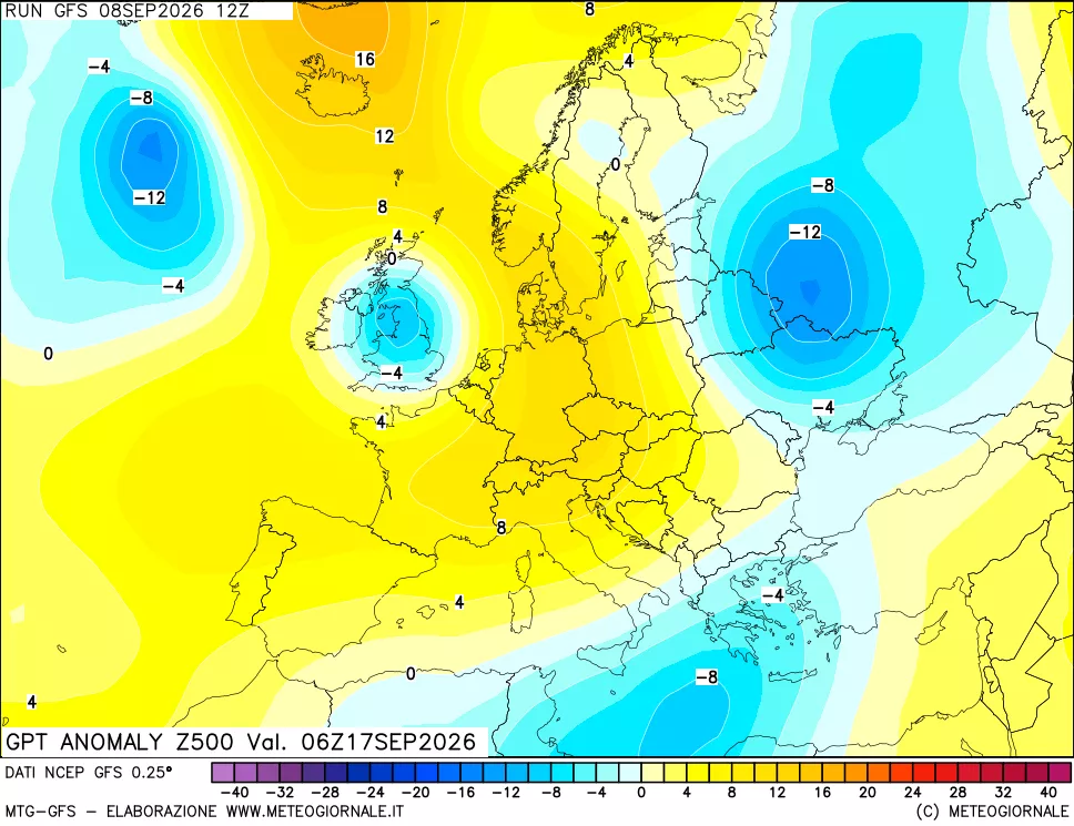 mappa 500 hPa GPT Anomaly vs Cli.No 1981-2010