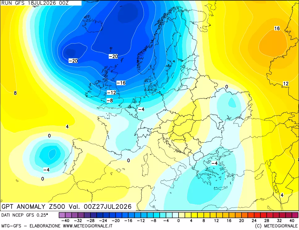 mappa 500 hPa GPT Anomaly vs Cli.No 1981-2010