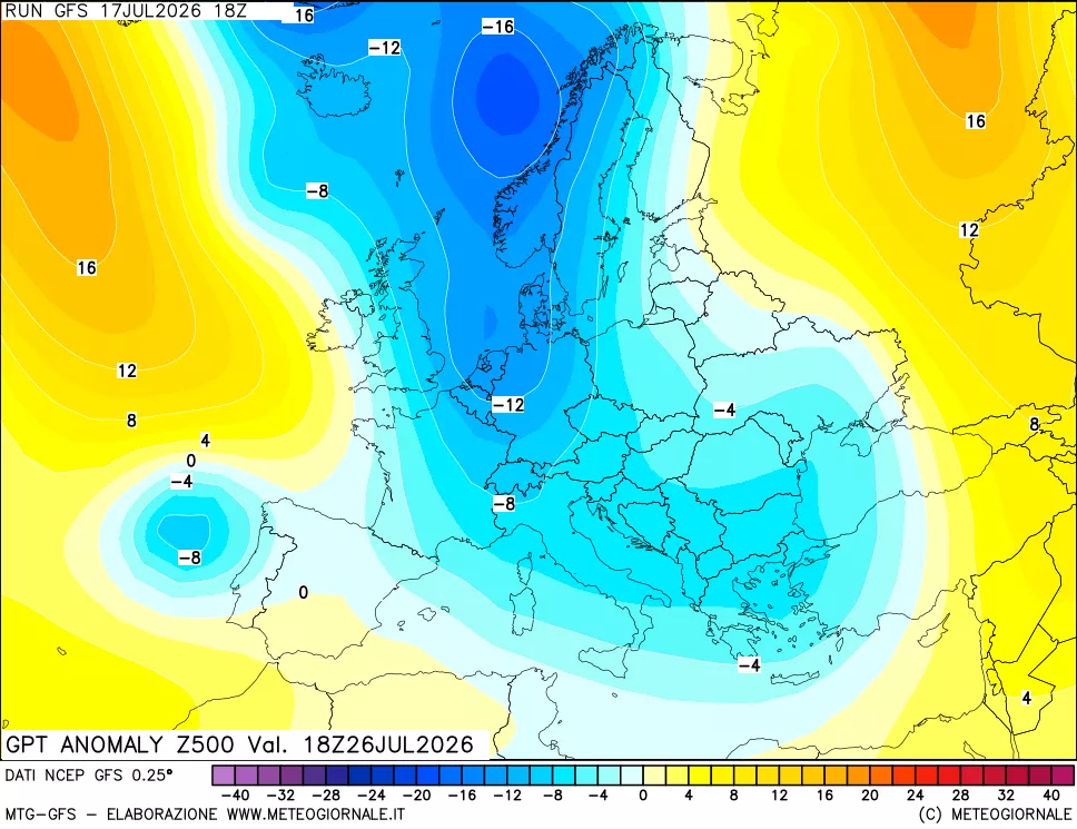 mappa 500 hPa GPT Anomaly vs Cli.No 1981-2010