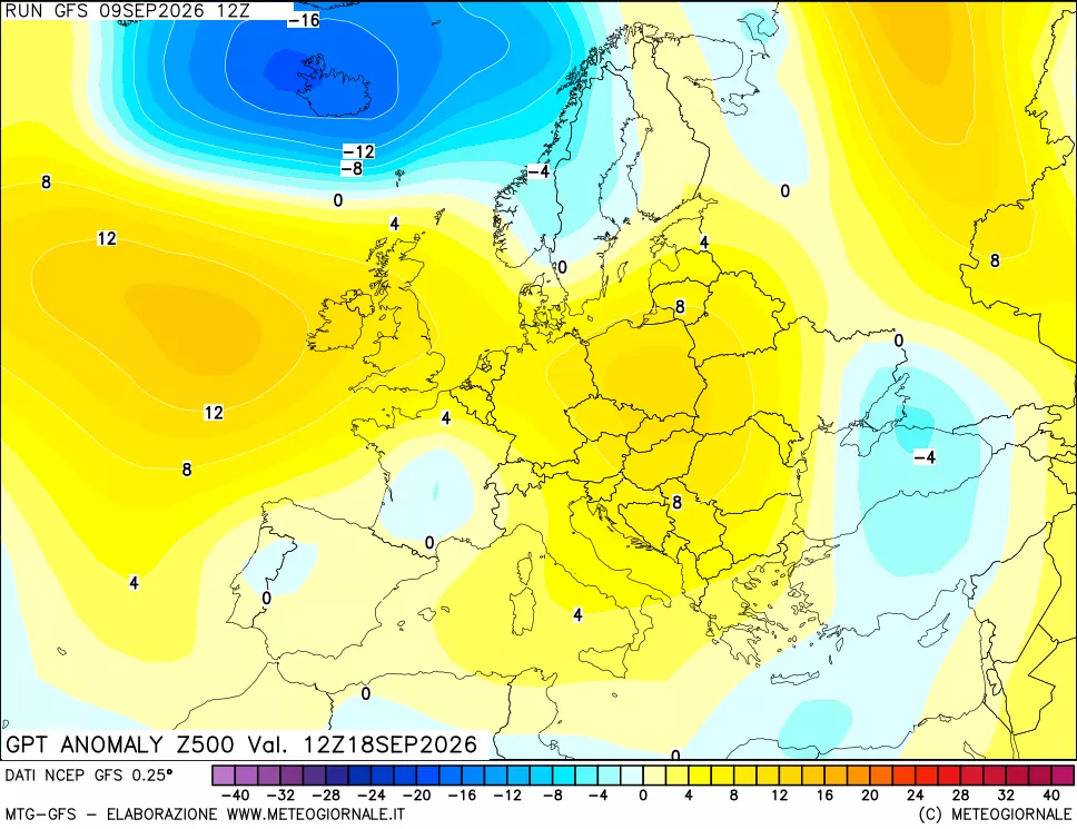 mappa 500 hPa GPT Anomaly vs Cli.No 1981-2010