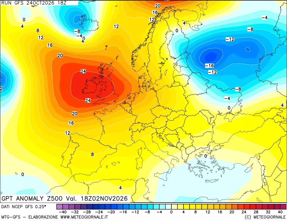 mappa 500 hPa GPT Anomaly vs Cli.No 1981-2010