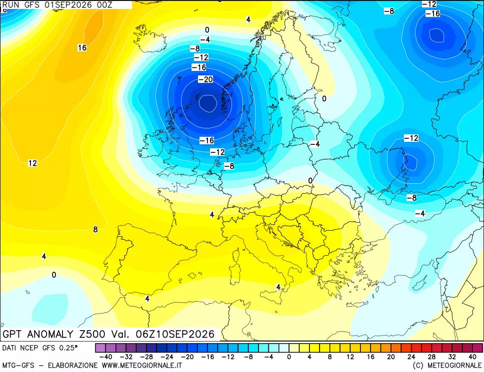 mappa 500 hPa GPT Anomaly vs Cli.No 1981-2010