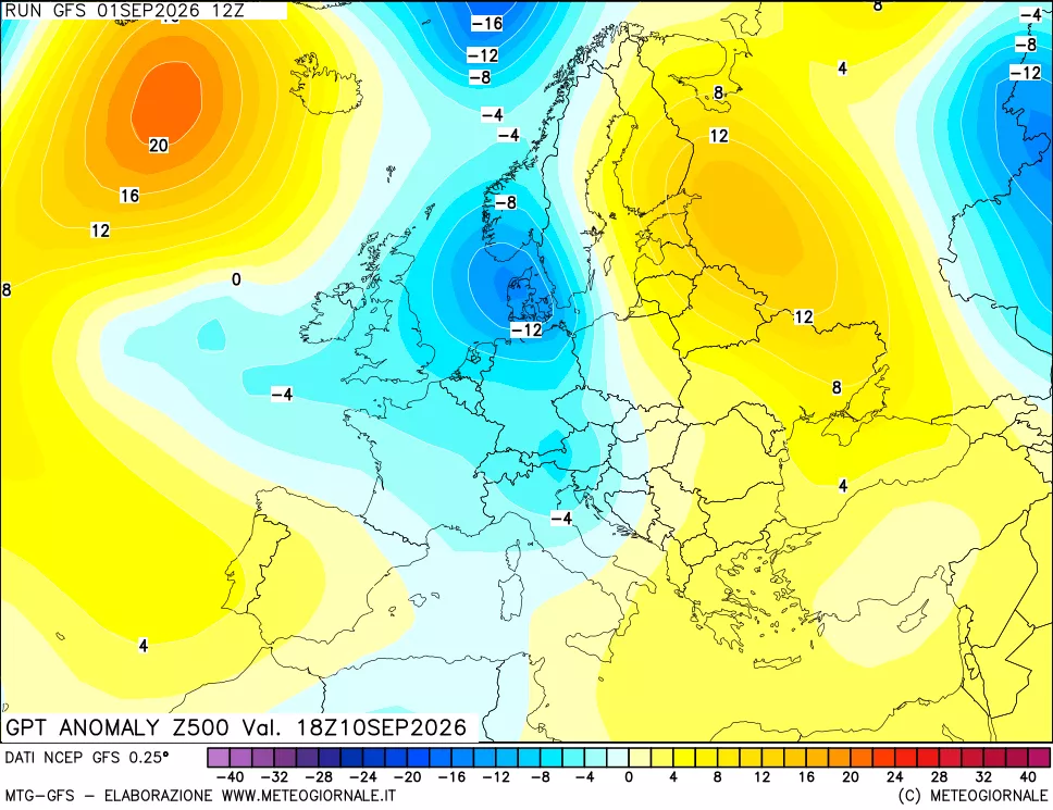 mappa 500 hPa GPT Anomaly vs Cli.No 1981-2010