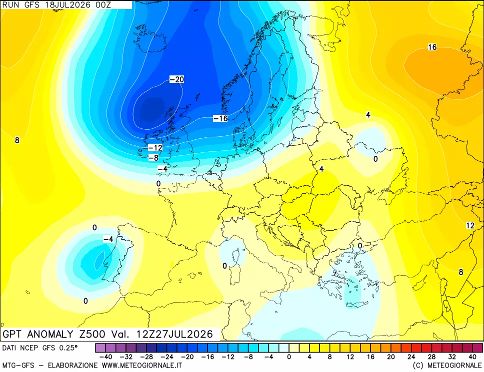 mappa 500 hPa GPT Anomaly vs Cli.No 1981-2010