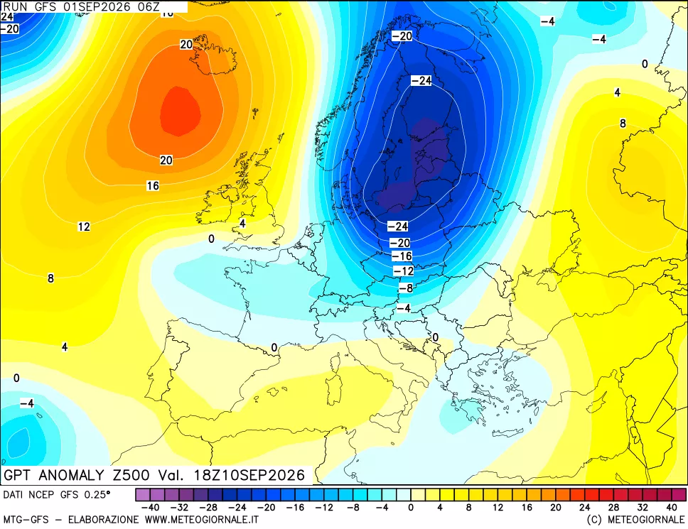 mappa 500 hPa GPT Anomaly vs Cli.No 1981-2010