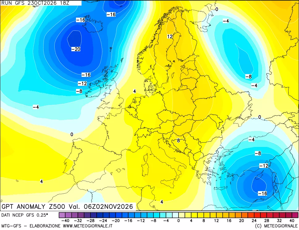 mappa 500 hPa GPT Anomaly vs Cli.No 1981-2010