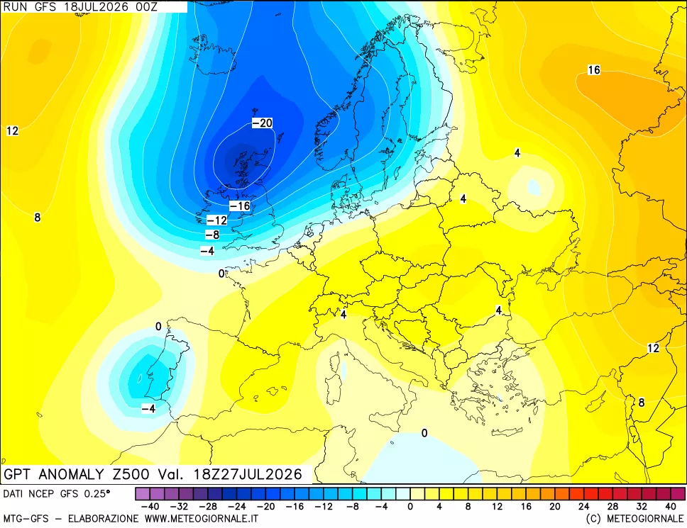 mappa 500 hPa GPT Anomaly vs Cli.No 1981-2010