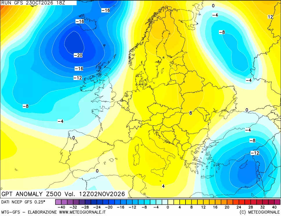 mappa 500 hPa GPT Anomaly vs Cli.No 1981-2010