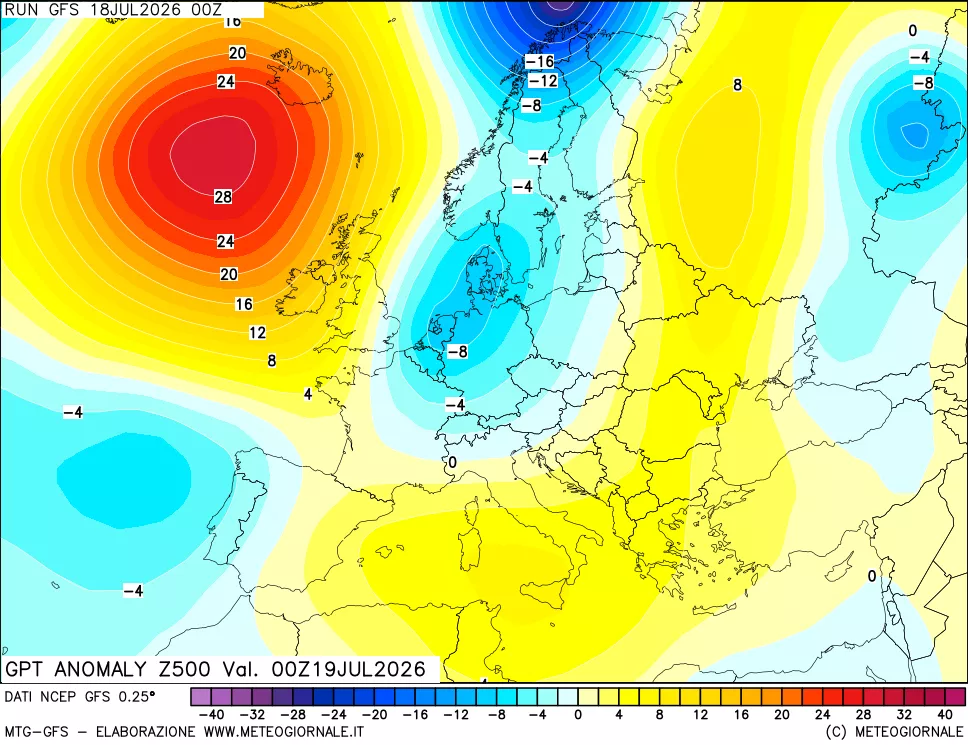 mappa 500 hPa GPT Anomaly vs Cli.No 1981-2010