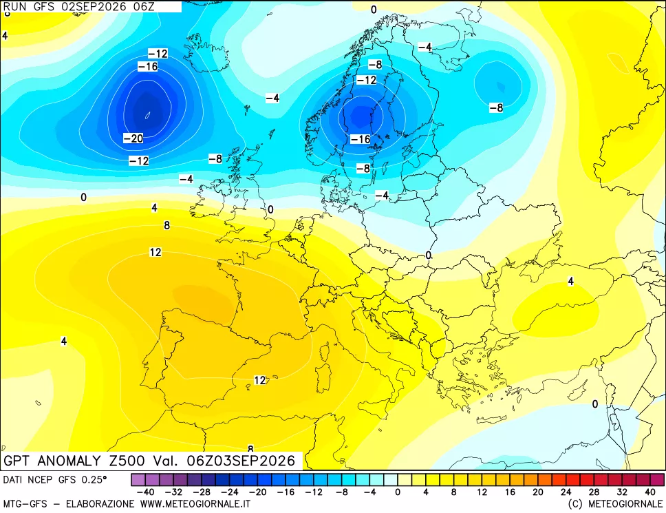 mappa 500 hPa GPT Anomaly vs Cli.No 1981-2010
