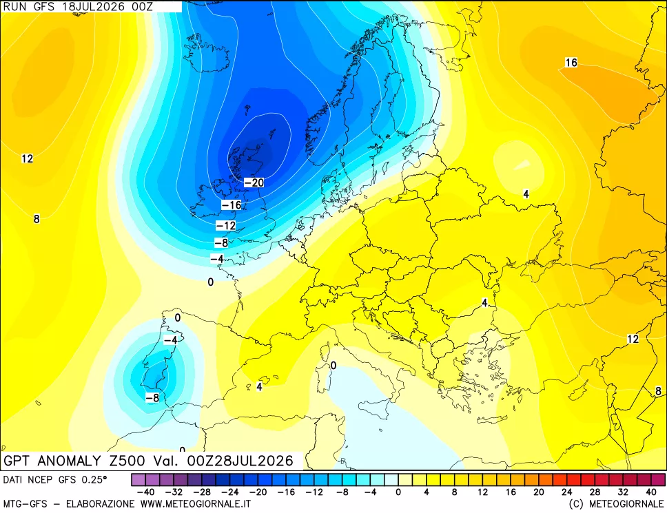 mappa 500 hPa GPT Anomaly vs Cli.No 1981-2010
