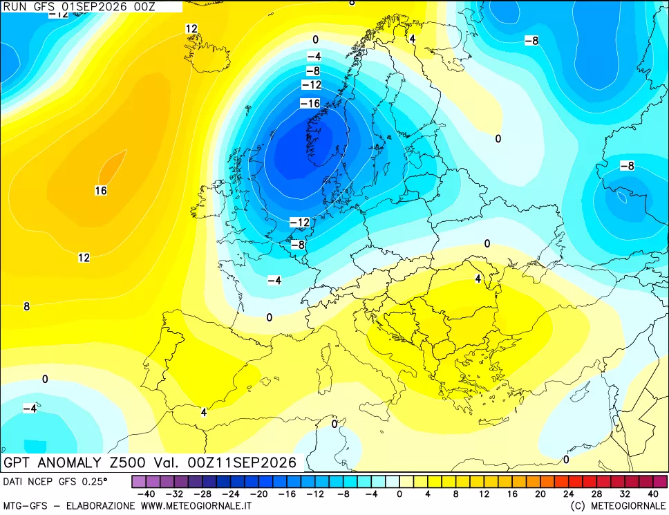 mappa 500 hPa GPT Anomaly vs Cli.No 1981-2010