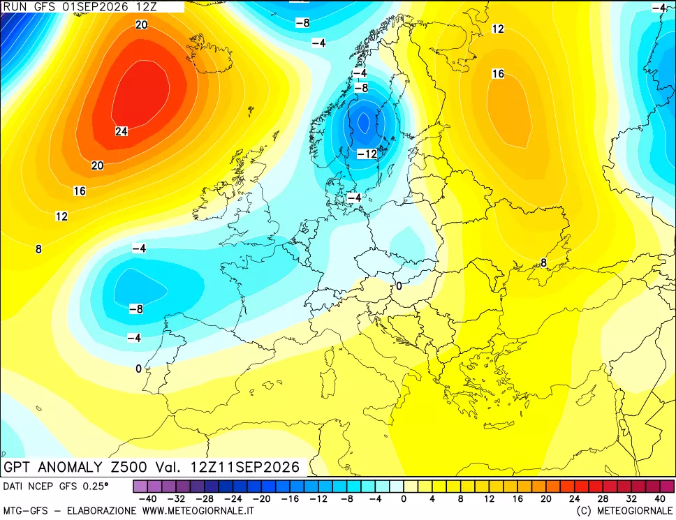 mappa 500 hPa GPT Anomaly vs Cli.No 1981-2010
