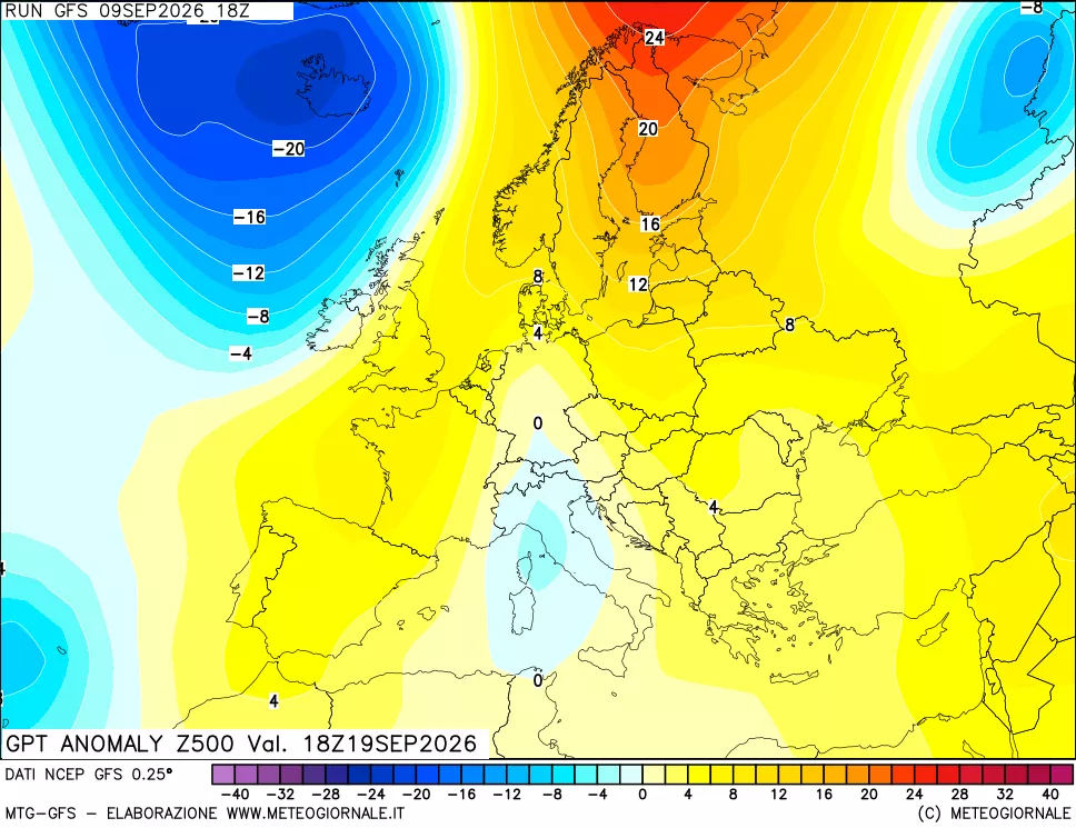 mappa 500 hPa GPT Anomaly vs Cli.No 1981-2010