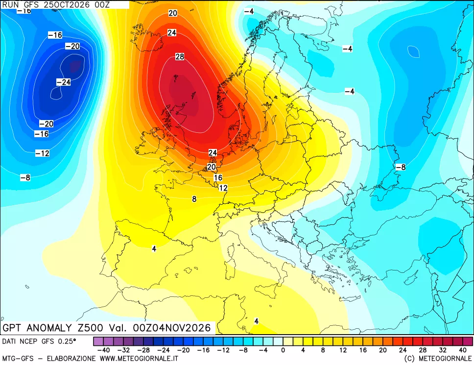 mappa 500 hPa GPT Anomaly vs Cli.No 1981-2010