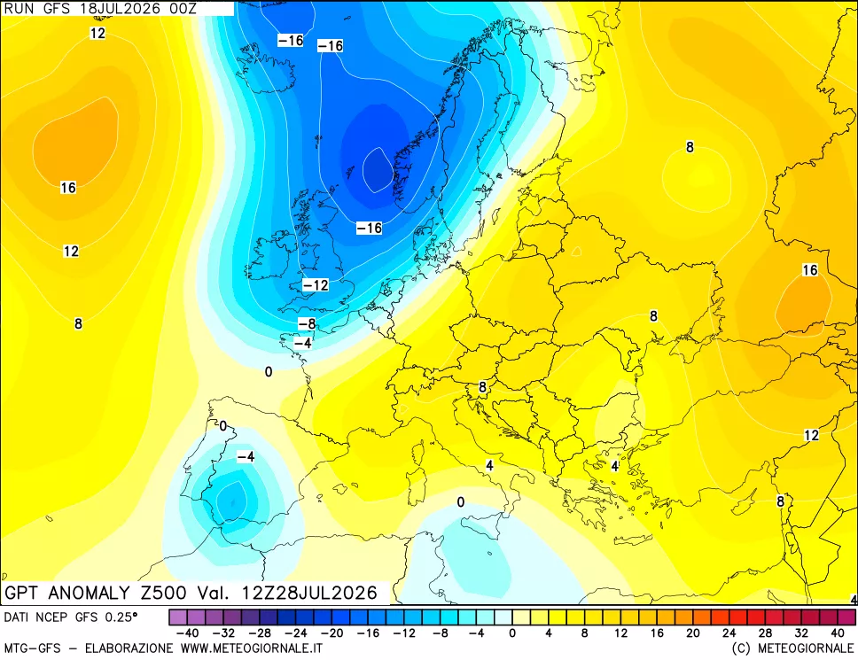 mappa 500 hPa GPT Anomaly vs Cli.No 1981-2010