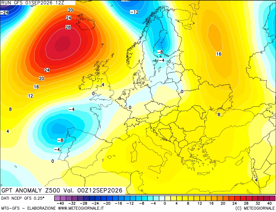 mappa 500 hPa GPT Anomaly vs Cli.No 1981-2010