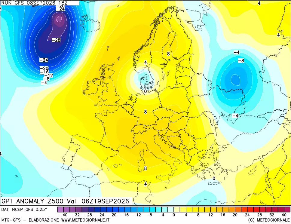 mappa 500 hPa GPT Anomaly vs Cli.No 1981-2010