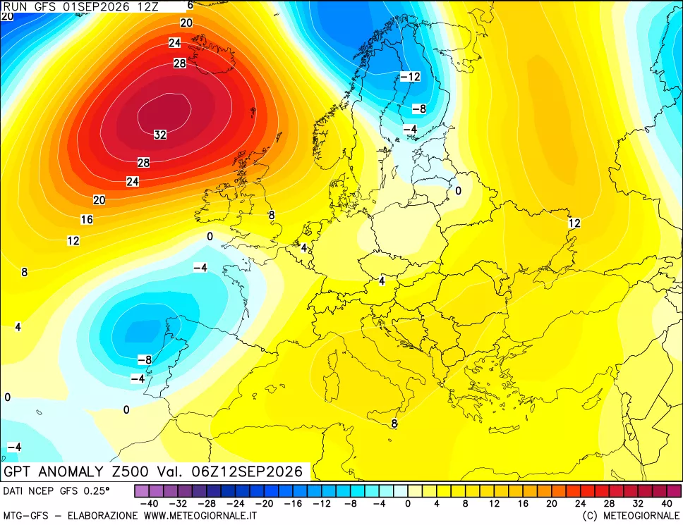 mappa 500 hPa GPT Anomaly vs Cli.No 1981-2010