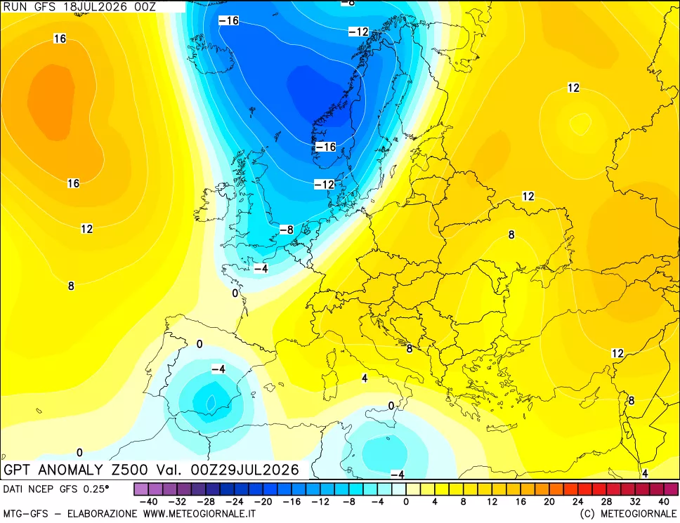 mappa 500 hPa GPT Anomaly vs Cli.No 1981-2010