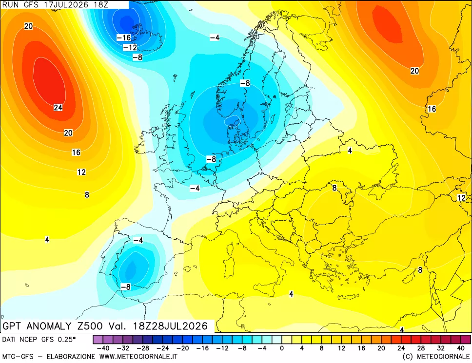 mappa 500 hPa GPT Anomaly vs Cli.No 1981-2010