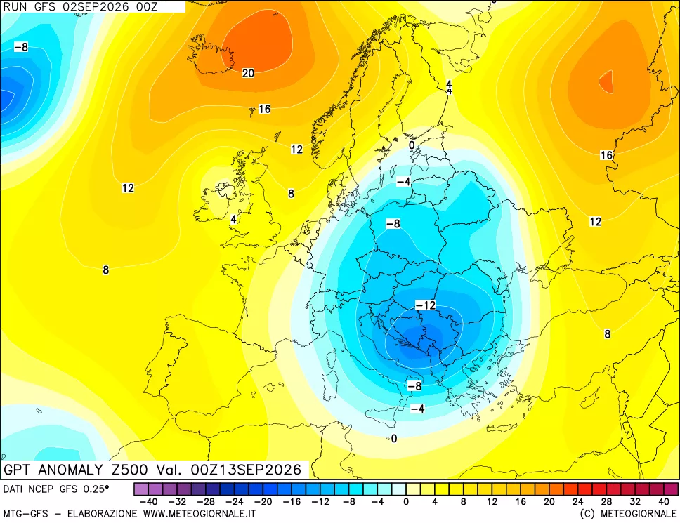 mappa 500 hPa GPT Anomaly vs Cli.No 1981-2010