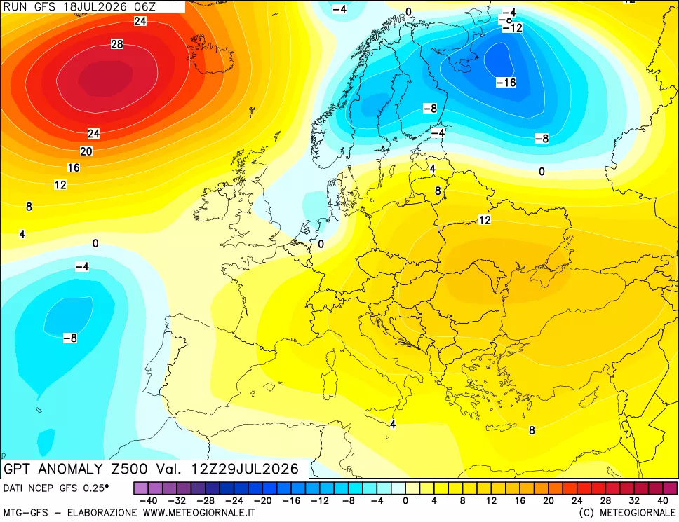 mappa 500 hPa GPT Anomaly vs Cli.No 1981-2010