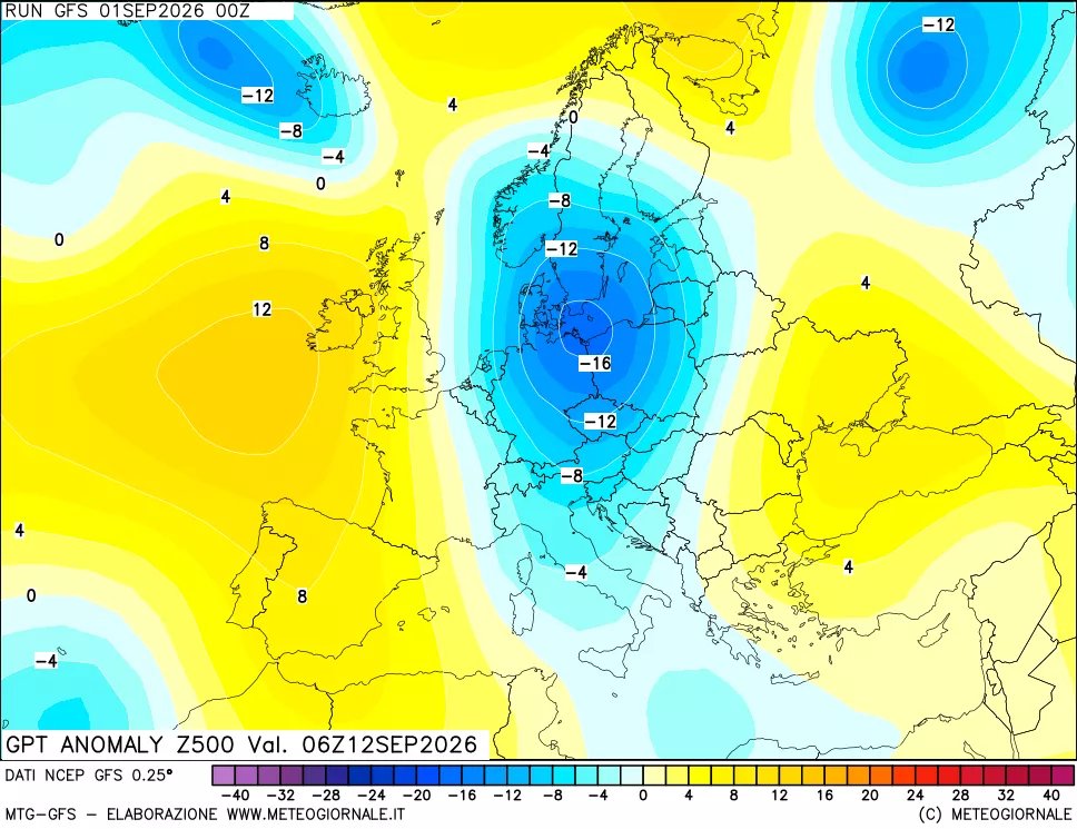 mappa 500 hPa GPT Anomaly vs Cli.No 1981-2010