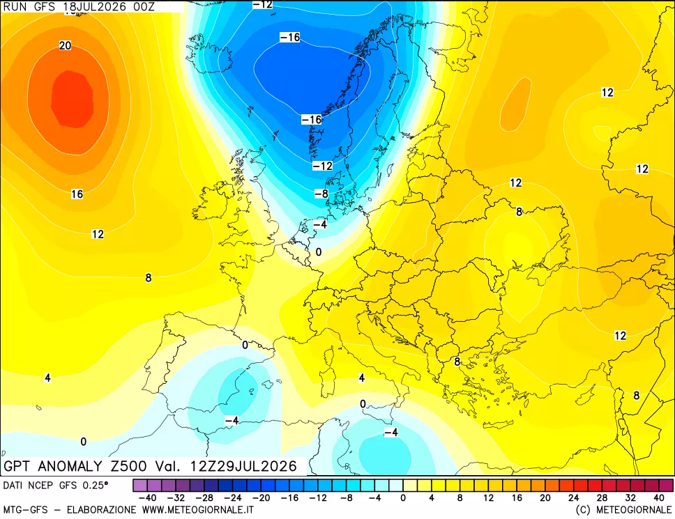 mappa 500 hPa GPT Anomaly vs Cli.No 1981-2010