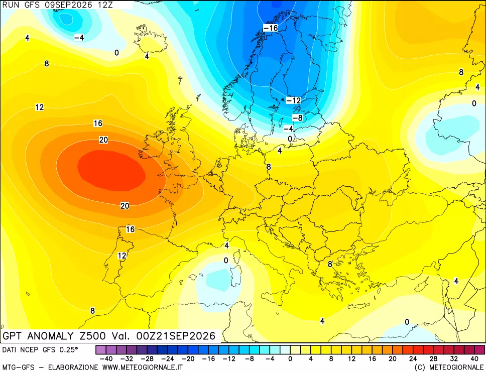 mappa 500 hPa GPT Anomaly vs Cli.No 1981-2010