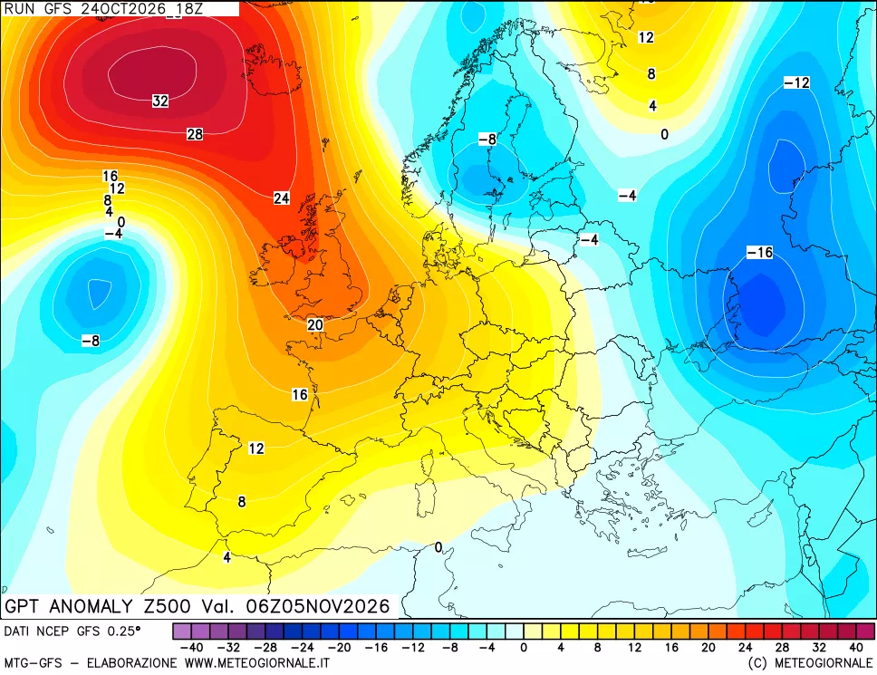 mappa 500 hPa GPT Anomaly vs Cli.No 1981-2010