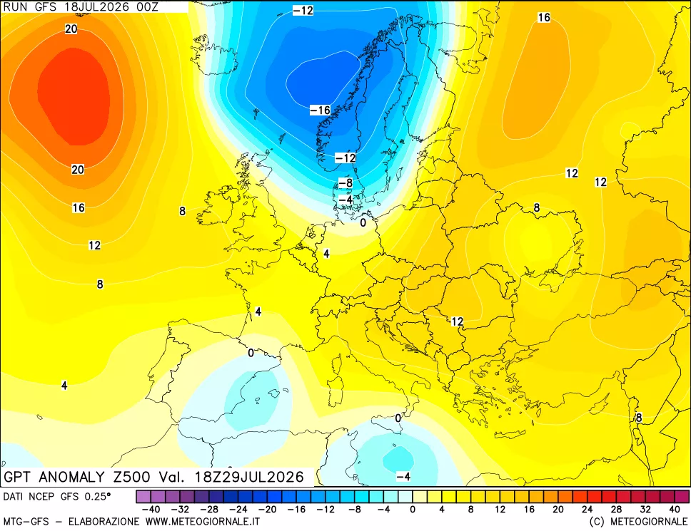mappa 500 hPa GPT Anomaly vs Cli.No 1981-2010