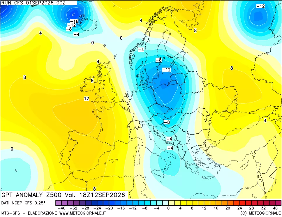 mappa 500 hPa GPT Anomaly vs Cli.No 1981-2010