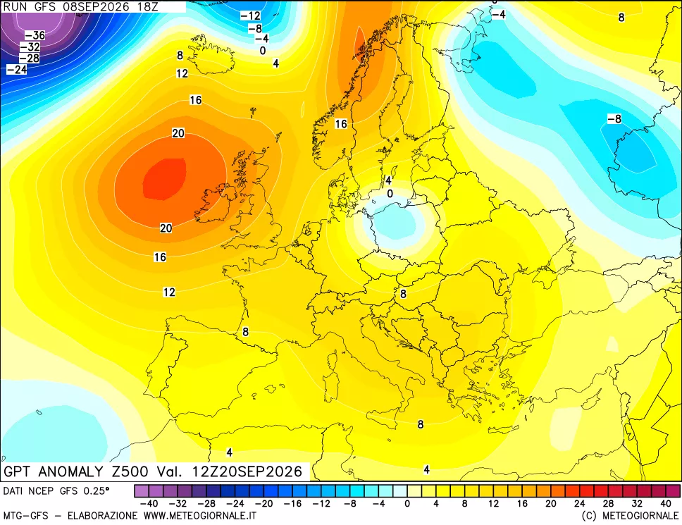 mappa 500 hPa GPT Anomaly vs Cli.No 1981-2010