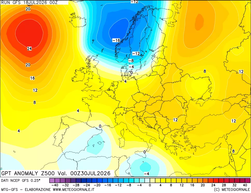 mappa 500 hPa GPT Anomaly vs Cli.No 1981-2010