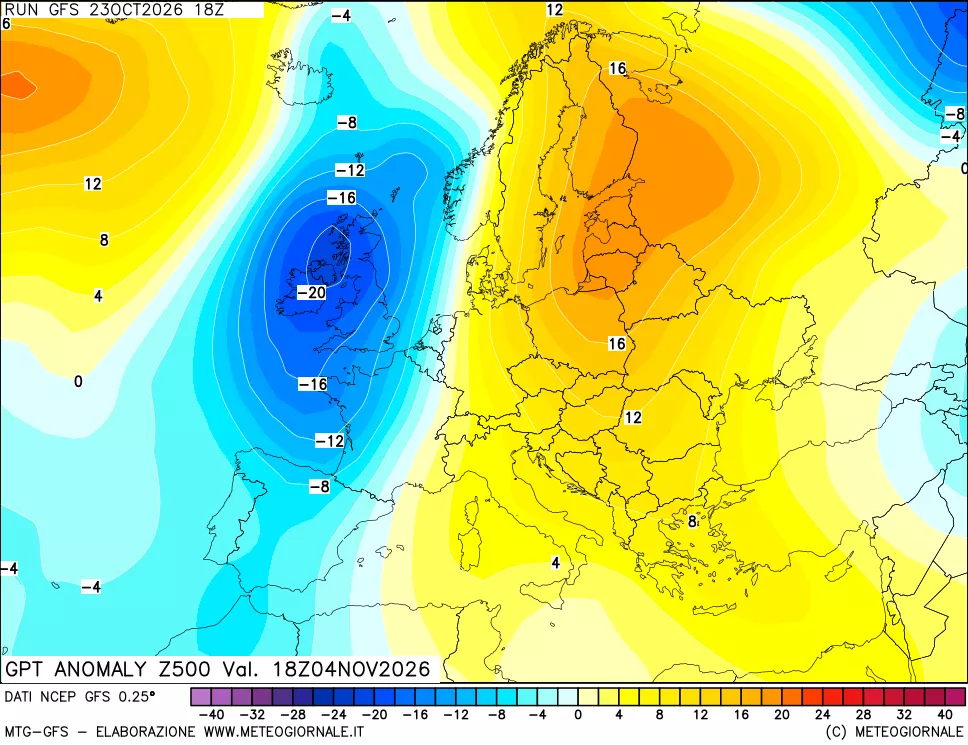 mappa 500 hPa GPT Anomaly vs Cli.No 1981-2010