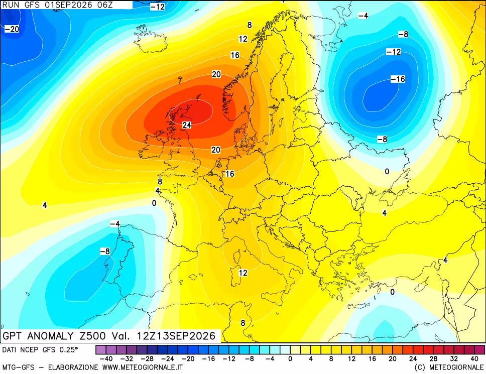 mappa 500 hPa GPT Anomaly vs Cli.No 1981-2010
