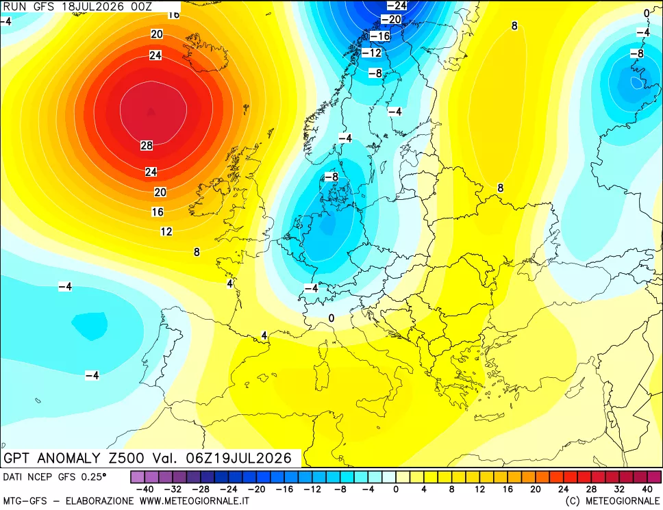 mappa 500 hPa GPT Anomaly vs Cli.No 1981-2010