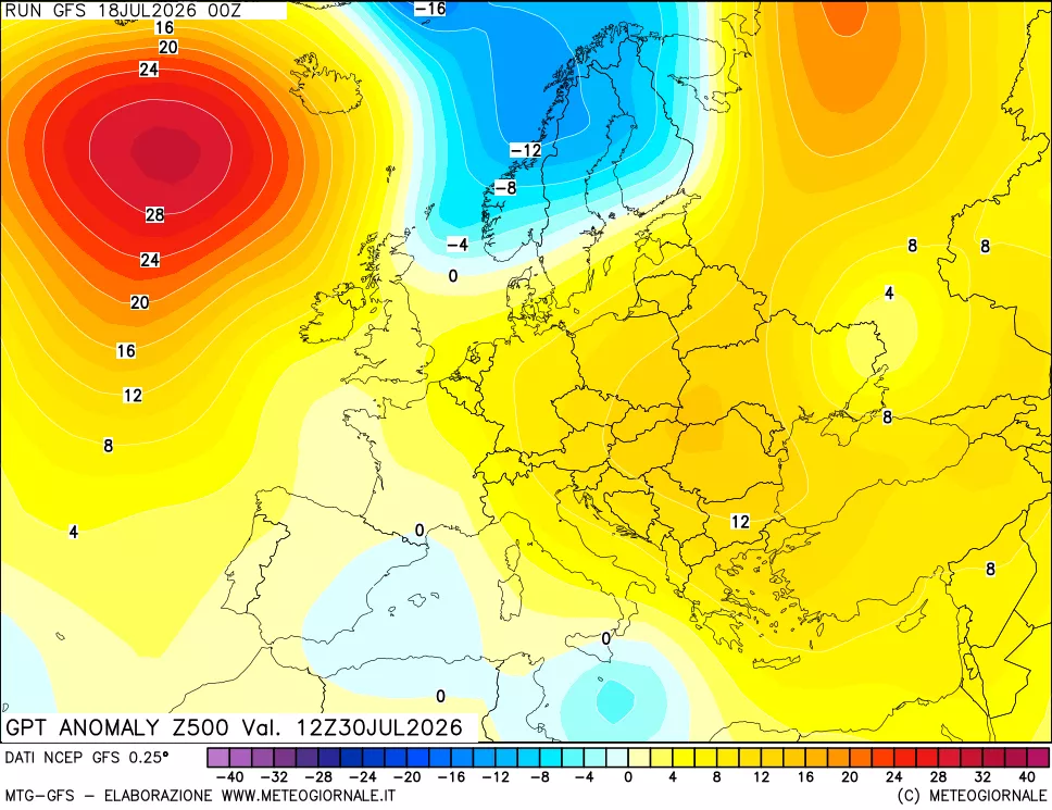 mappa 500 hPa GPT Anomaly vs Cli.No 1981-2010