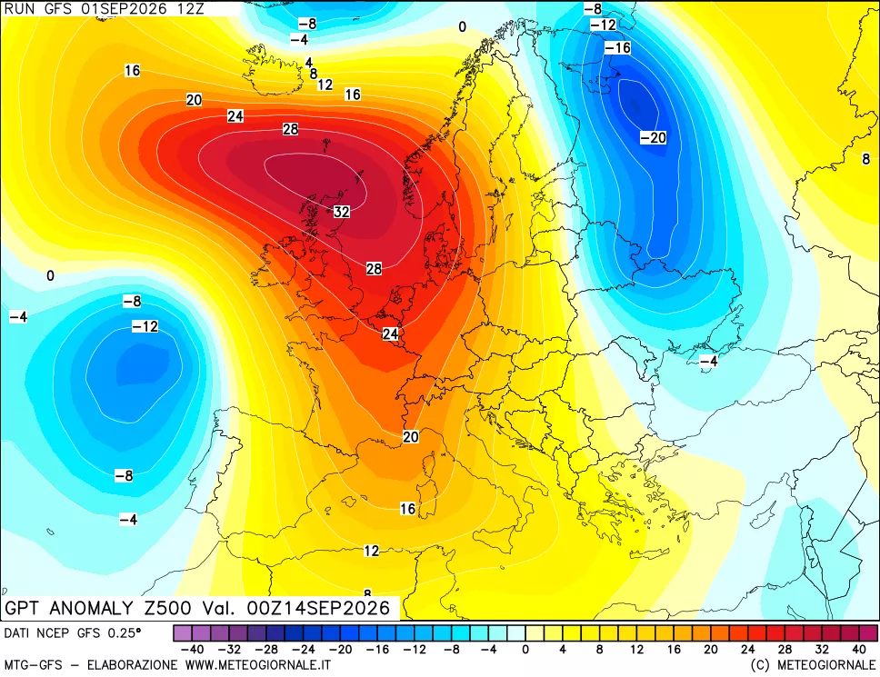 mappa 500 hPa GPT Anomaly vs Cli.No 1981-2010