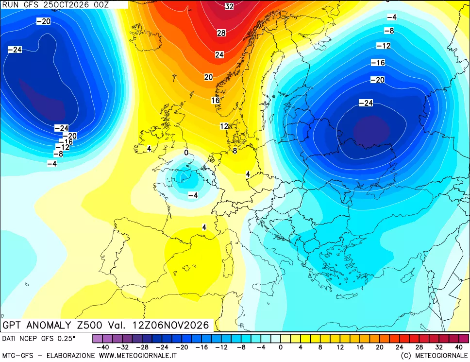 mappa 500 hPa GPT Anomaly vs Cli.No 1981-2010