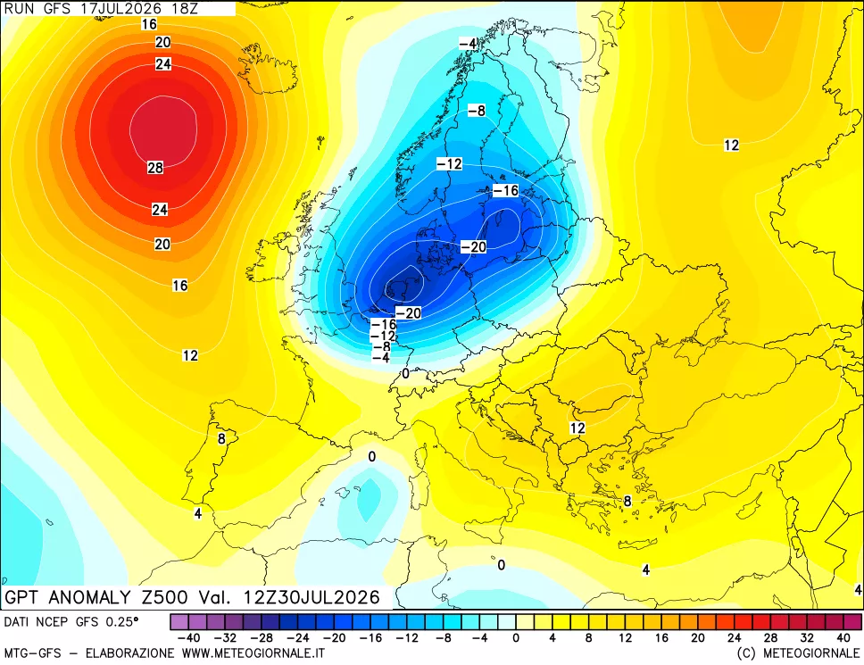 mappa 500 hPa GPT Anomaly vs Cli.No 1981-2010