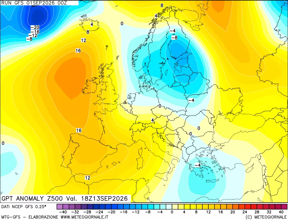 mappa 500 hPa GPT Anomaly vs Cli.No 1981-2010