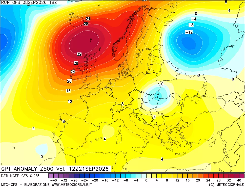 mappa 500 hPa GPT Anomaly vs Cli.No 1981-2010