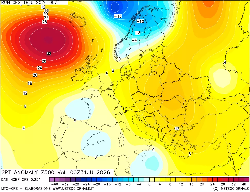 mappa 500 hPa GPT Anomaly vs Cli.No 1981-2010