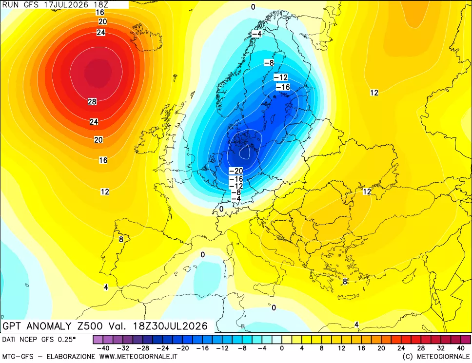 mappa 500 hPa GPT Anomaly vs Cli.No 1981-2010
